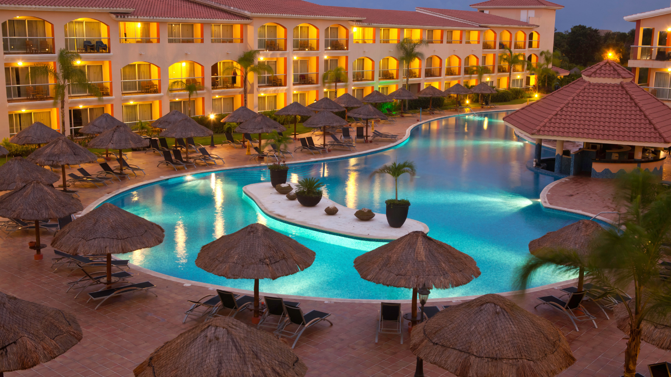 aerial view of a resort pool deck