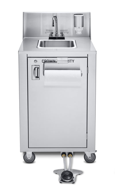 5 Gallon Stainless Steel Portable Handwashing Sink  - Cold Water - Foot Pump -1 Basin by Crown Verity MHW