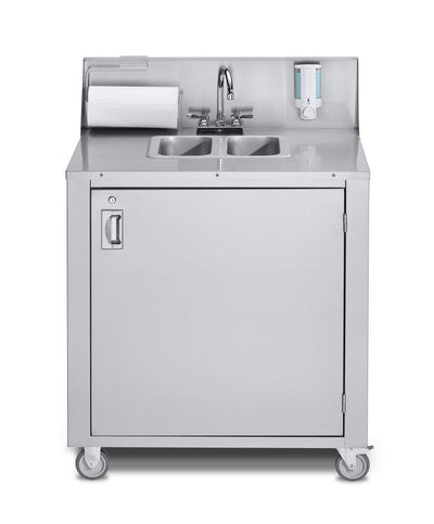 10 Gallon Stainless Steel Portable Handwashing Sink  - Hot & Cold - 2 Basin by Crown Verity PHS-2