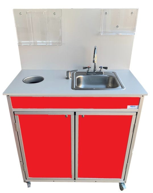 Monsam HWS-009S-Red Monsam HWS-009S Portable Handwashing & Sanitizing Station 6" Deep Basin