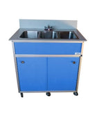 Monsam NS-003-Blue Monsam NS-003 NSF Certified Three Basin Self Contained Portable Sink 38" H