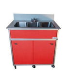 Monsam NS-003-Red Monsam NS-003 NSF Certified Three Basin Self Contained Portable Sink 38" H