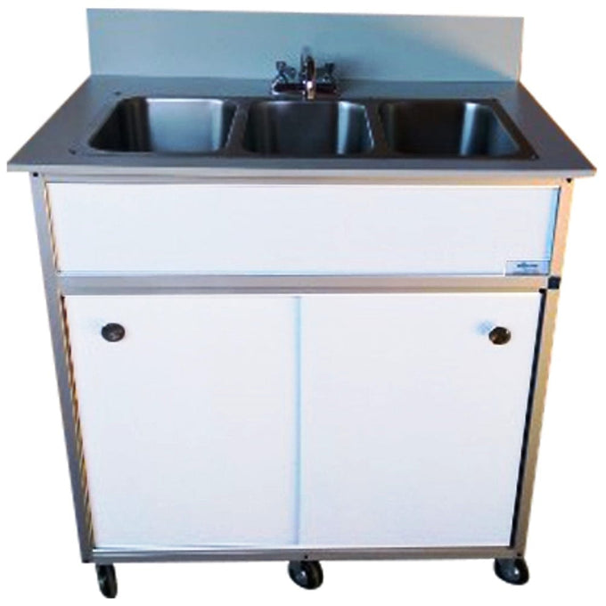 Monsam NS-003-White Monsam NS-003 NSF Certified Three Basin Self Contained Portable Sink 38" H