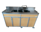Monsam NS-003DB-Maple Monsam NS-003DB NSF Certified Three Basin Utensil Washing Self Contained Sink 38" H with Two Drainboards