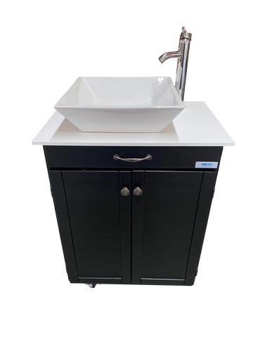 Monsam PSW-0013B-W Monsam PSW-0013B Black Portable Sink with Ceramic Basin 36" H