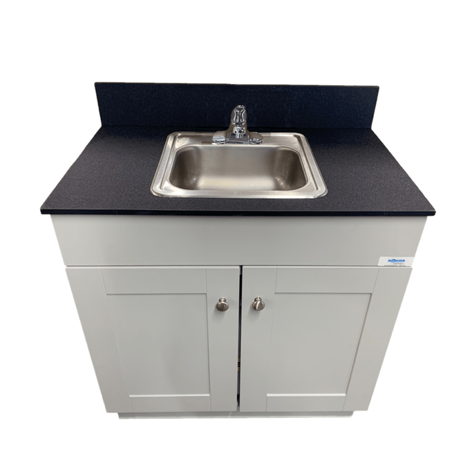 Monsam PSW-007M_G+B Monsam PSW-007M Portable Sink - White, Gray or Maple Cabinet 38" H