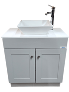 Monsam PSW-007M-SQ_G+W Monsam PSW-007M-SQ Portable Sink - White, Gray or Maple Cabinet 38" H