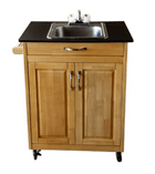 Monsam PSW-009S Monsam PSW-009S Single Basin Portable Sink with Wood Cabinet 36" H