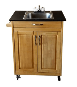 Monsam PSW-009S Single Basin Portable Sink with Wood Cabinet 36